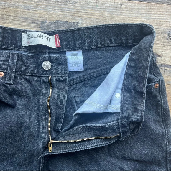 Levi's Mens 505 Regular Fit Black Denim Jeans Straight Leg Y2K Vtg Size 34x34 - Picture 6 of 9